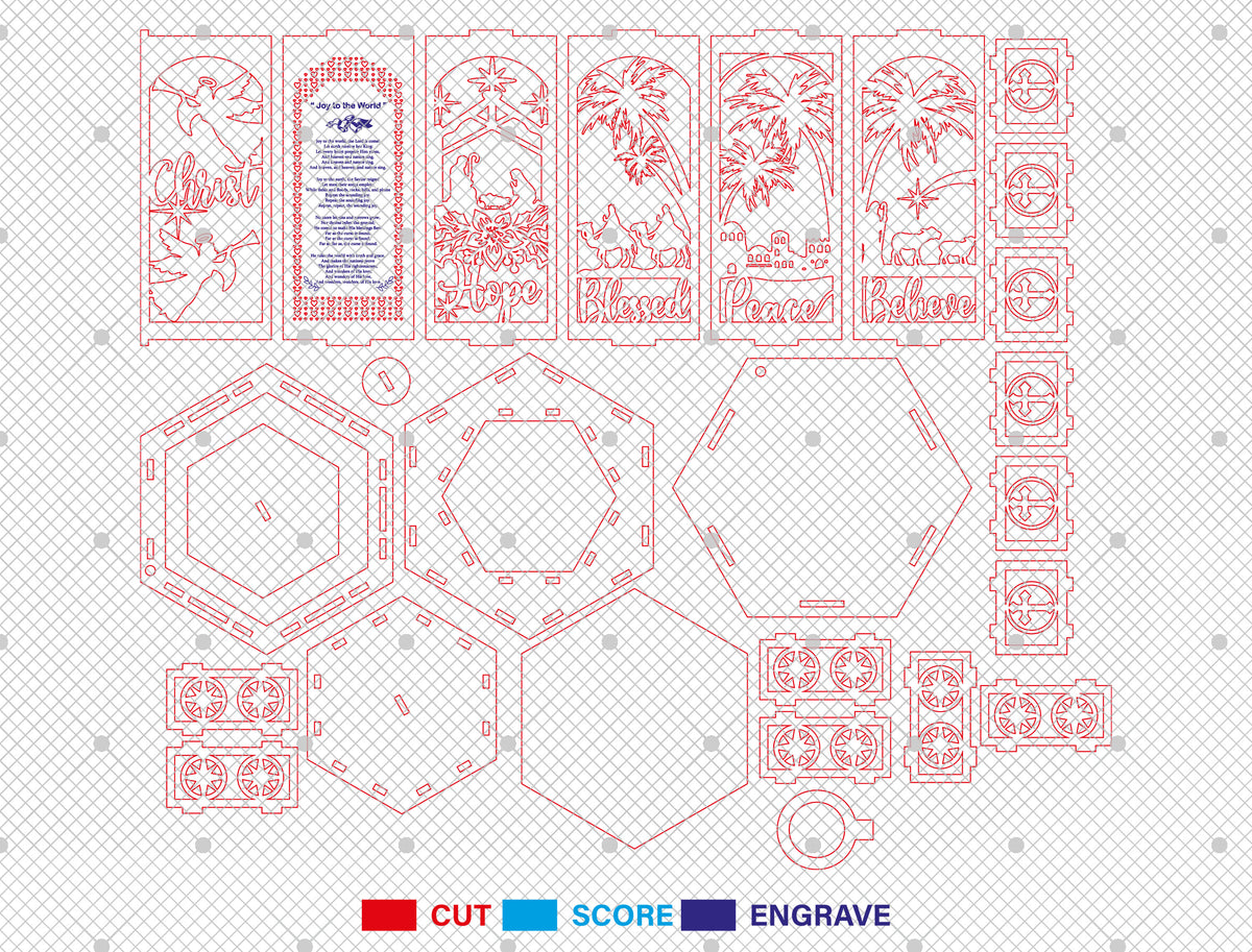 3D Christmas Lantern SVG Reindeer Winter Scene Laser Cut File