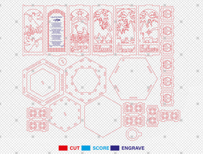 3D Christmas Lantern SVG Reindeer Winter Scene Laser Cut File