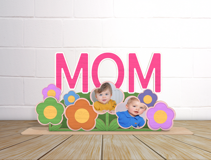 Personalized Mom Grandma Floral Photo Sign SVG for LightBurn and xTool