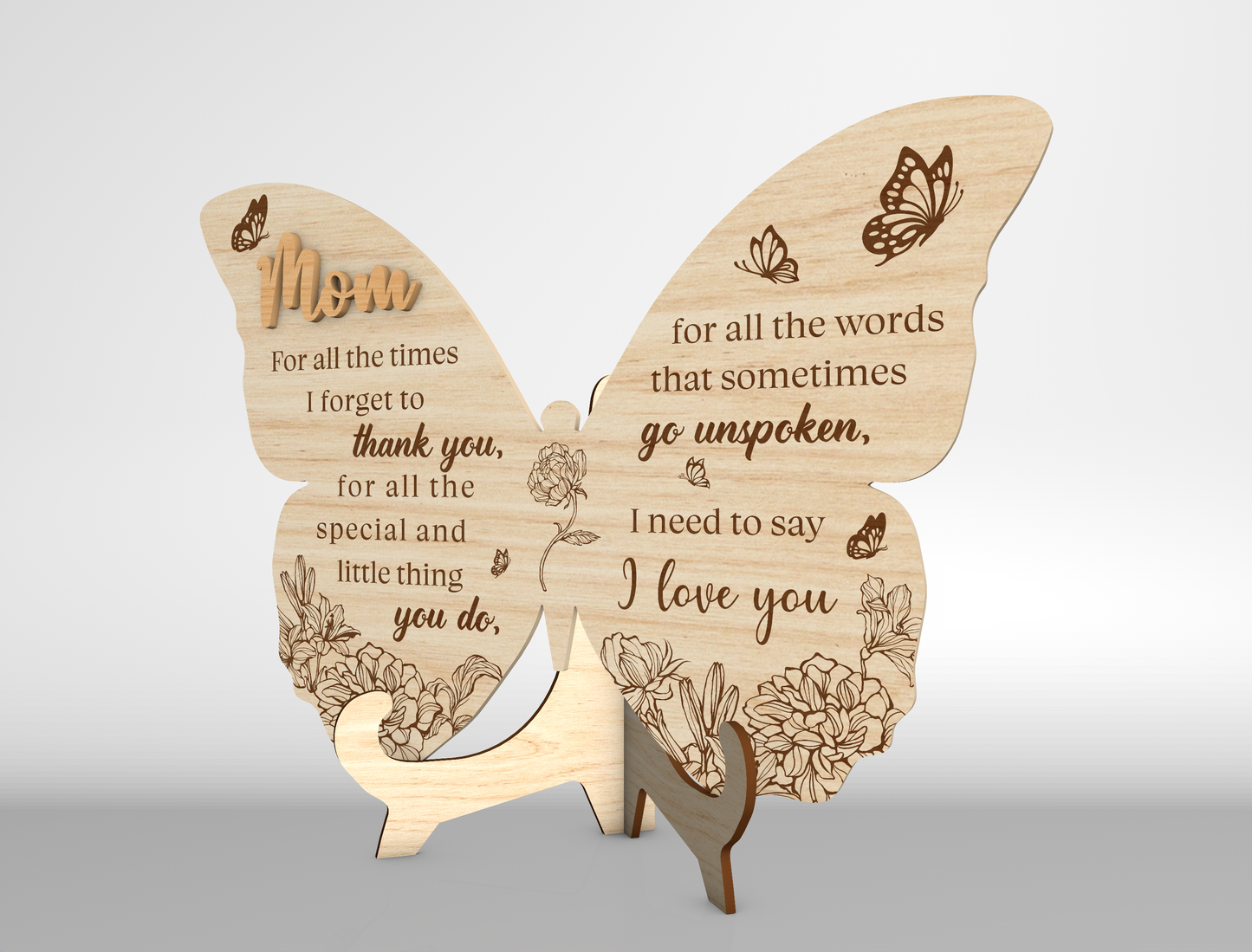 Mom Butterfly Quote Sign SVG Bundle for LightBurn and xTool