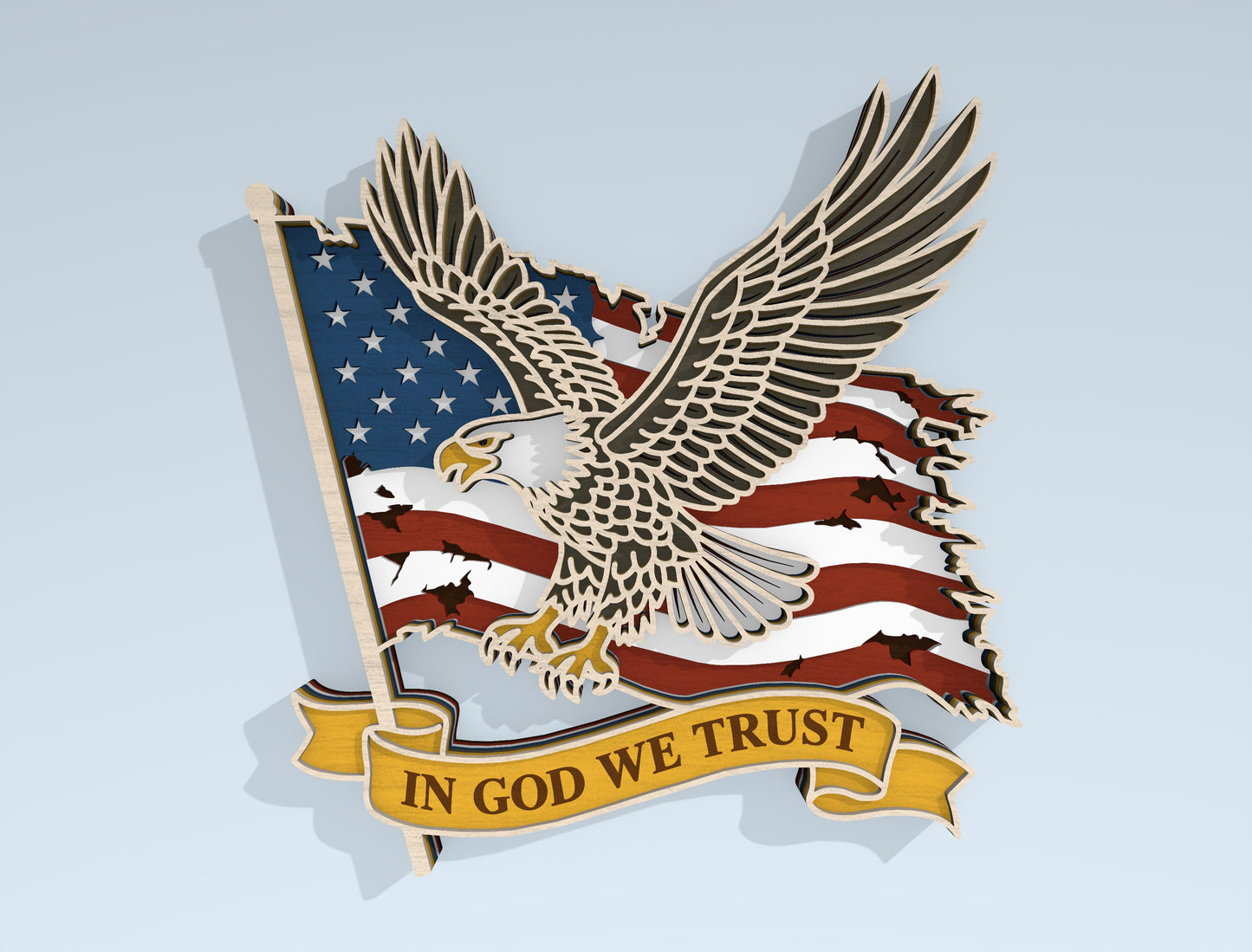 Patriotic Eagle Multilayer SVG Bundle Laser Cut File for Glowforge