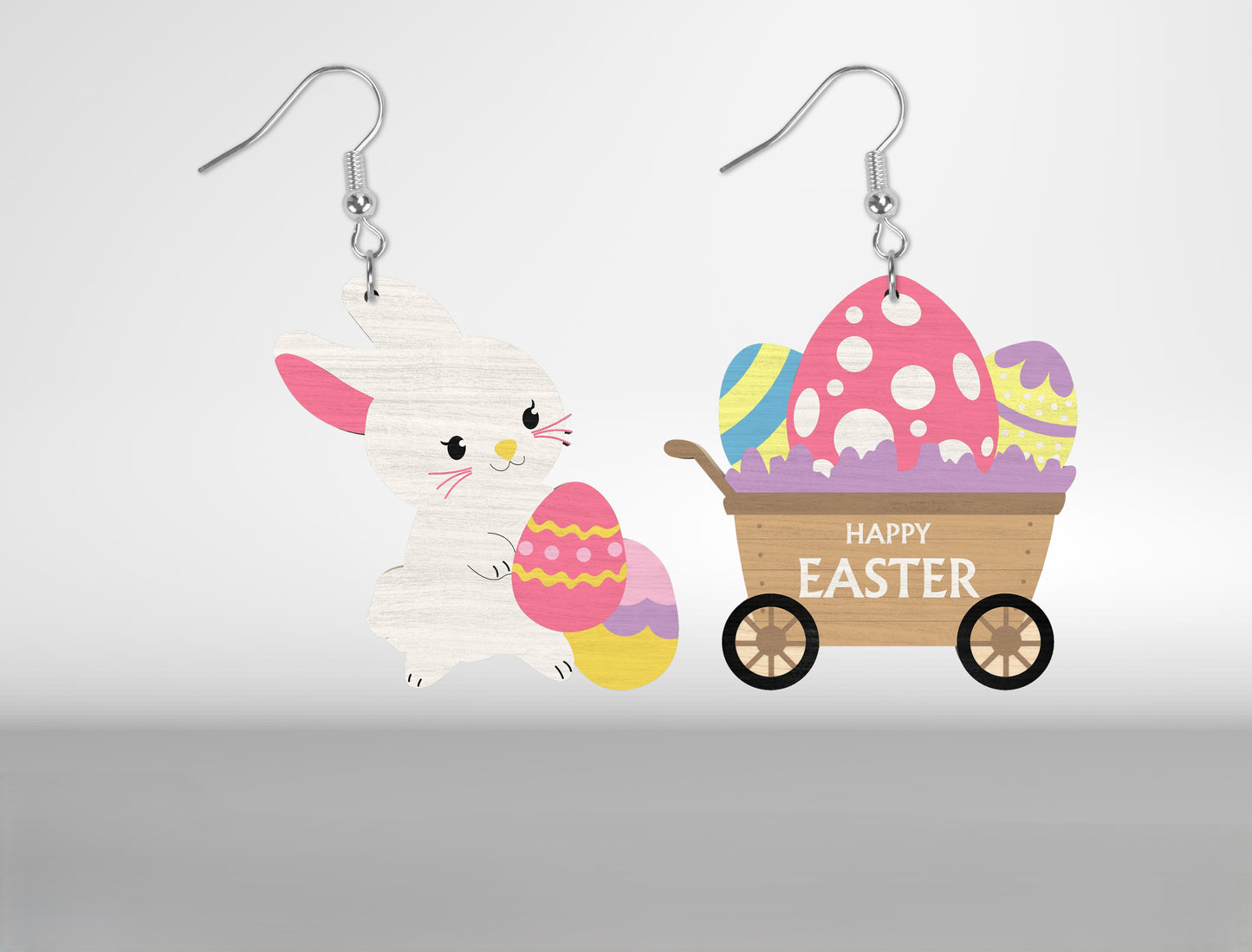 Easter Day Earrings SVG Set 12 Bunny Chick Jewelry for Glowforge and xTool