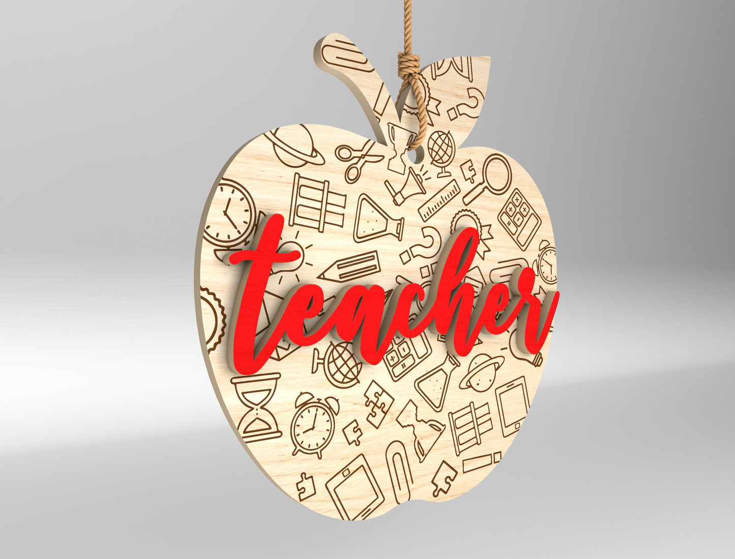 Teacher Apple Ornament SVG Bundle Laser Cut File for Glowforge