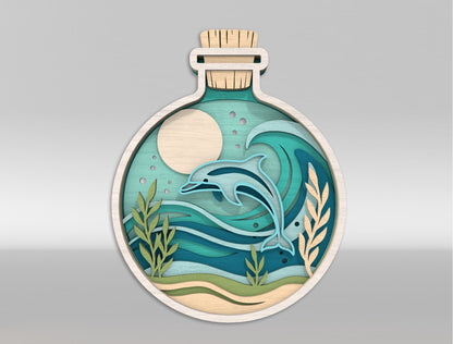 Ocean Bottle Multilayer SVG Bundle for Glowforge and xTool