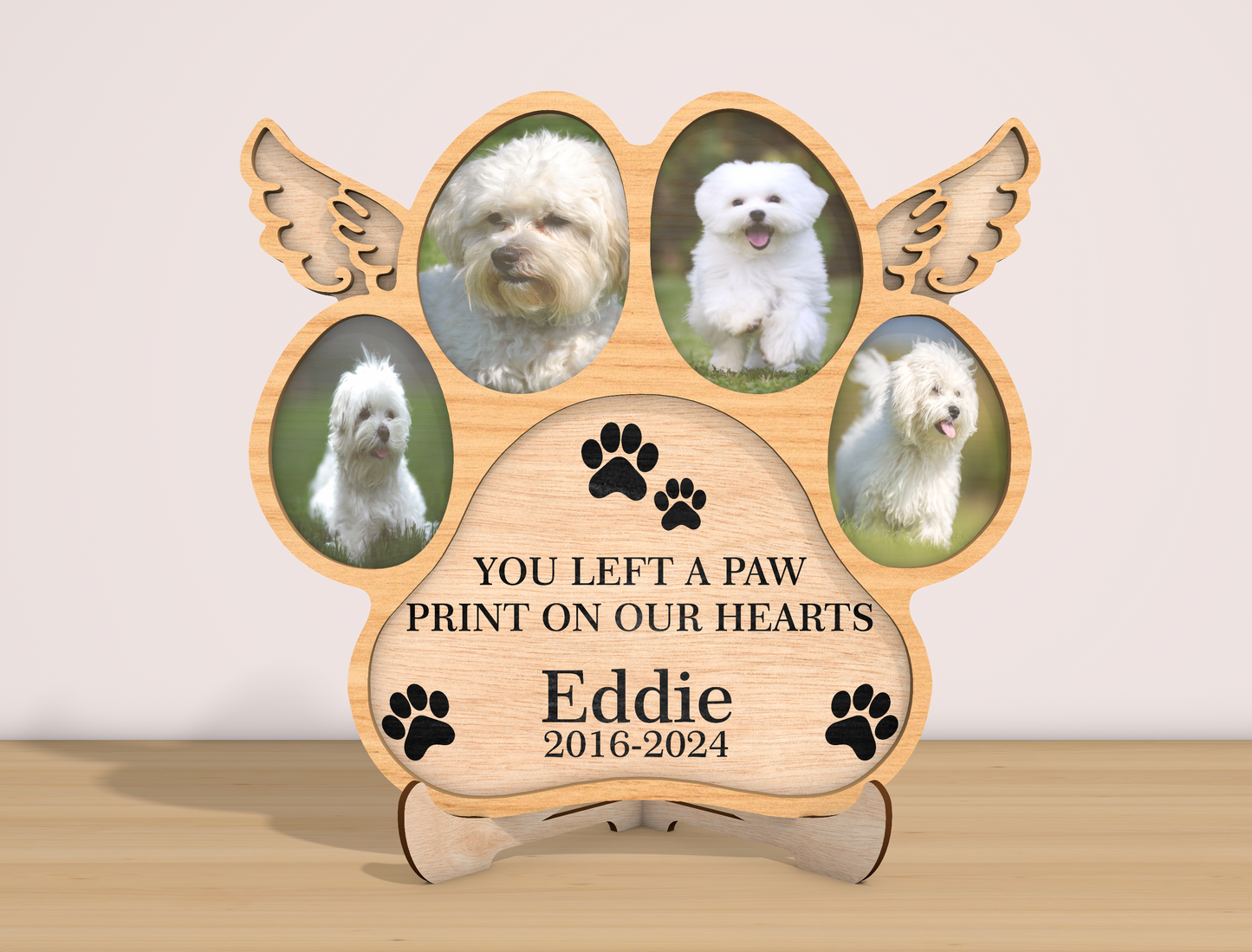 Dog Paw Angel Wings Photo Memorial SVG for xTool and Glowforge