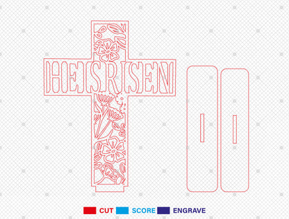 He Is Risen Jesus Cross Decor SVG Bundle 4 Designs for Glowforge and xTool