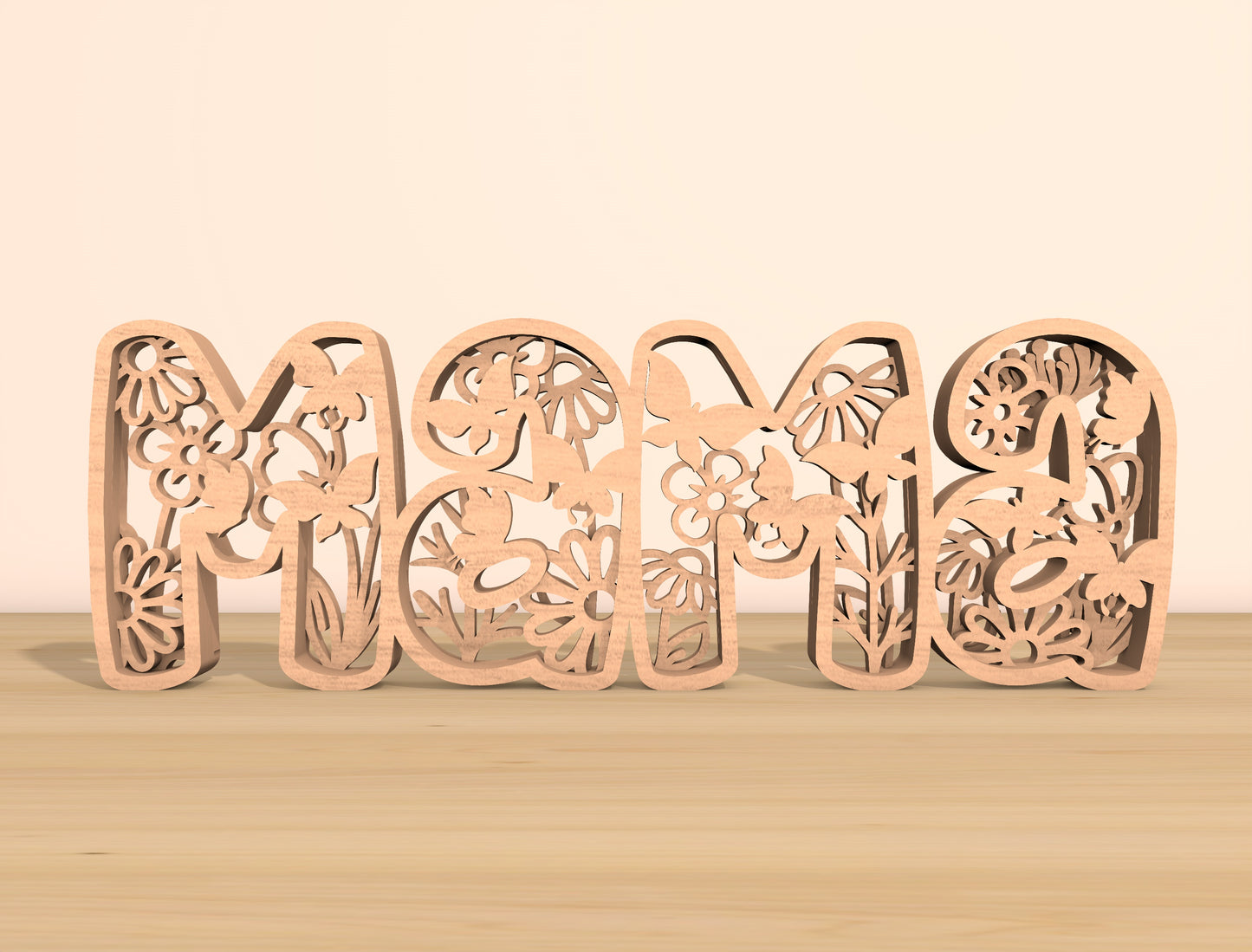 Mom Word Floral Laser Cut File Bundle | Mother Typography Decor | Floral Letter Cutouts | Glowforge, xTool, LightBurn, etc.