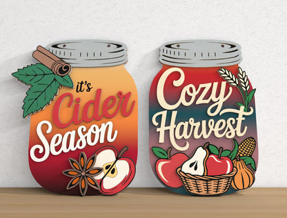 Fall Mason Jar Sign SVG Bundle for Glowforge xTool LightBurn | 12 Designs