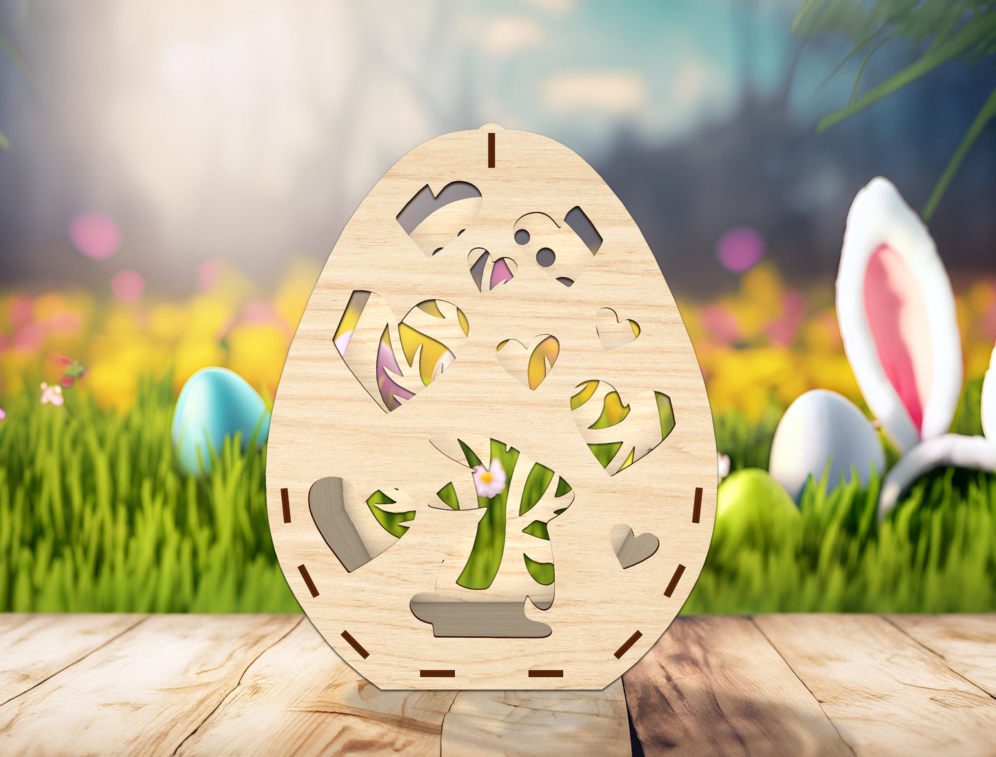 Easter Egg Bunny Farm Lantern SVG Spring Scene for Glowforge and xTool