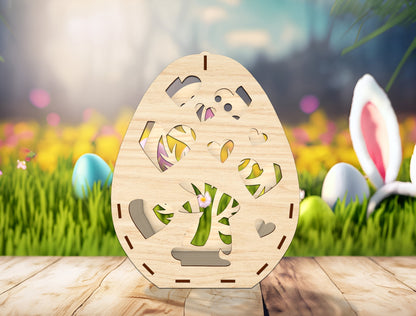Easter Egg Bunny Farm Lantern SVG Spring Scene for Glowforge and xTool