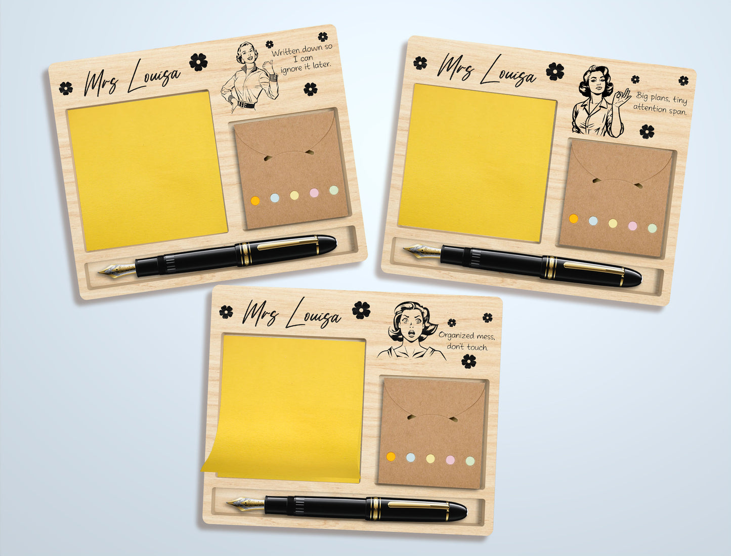 Retro Teacher Sticky Note Holder SVG Laser Cut File for Glowforge and LightBurn