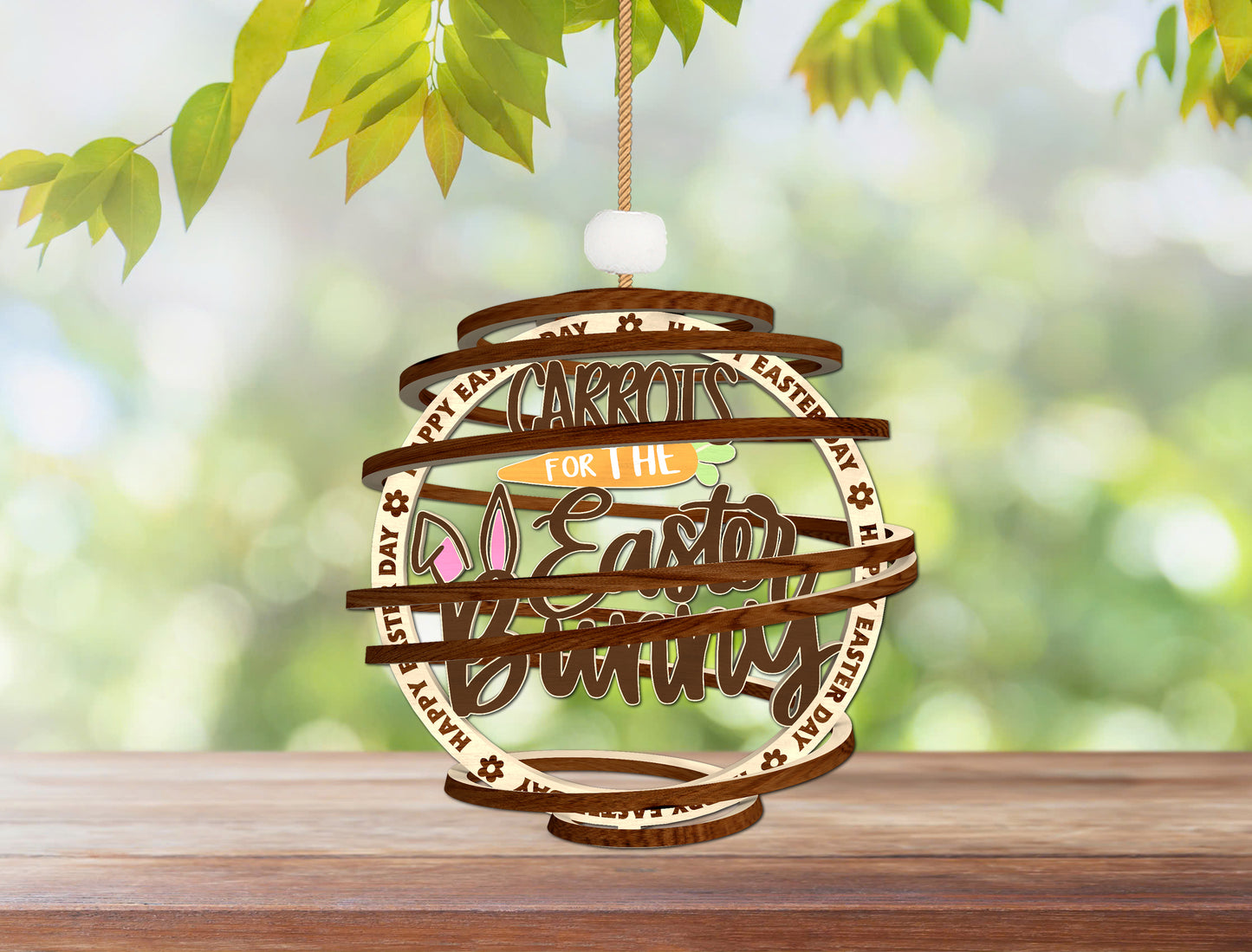 Easter Spiral Ornament SVG Happy Easter Layered Wooden for Glowforge and xTool