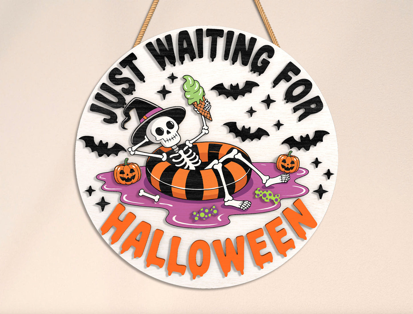 Skeleton Halloween Door Sign SVG Bundle for Glowforge xTool LightBurn 4 Designs