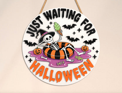 Skeleton Halloween Door Sign SVG Bundle for Glowforge xTool LightBurn 4 Designs
