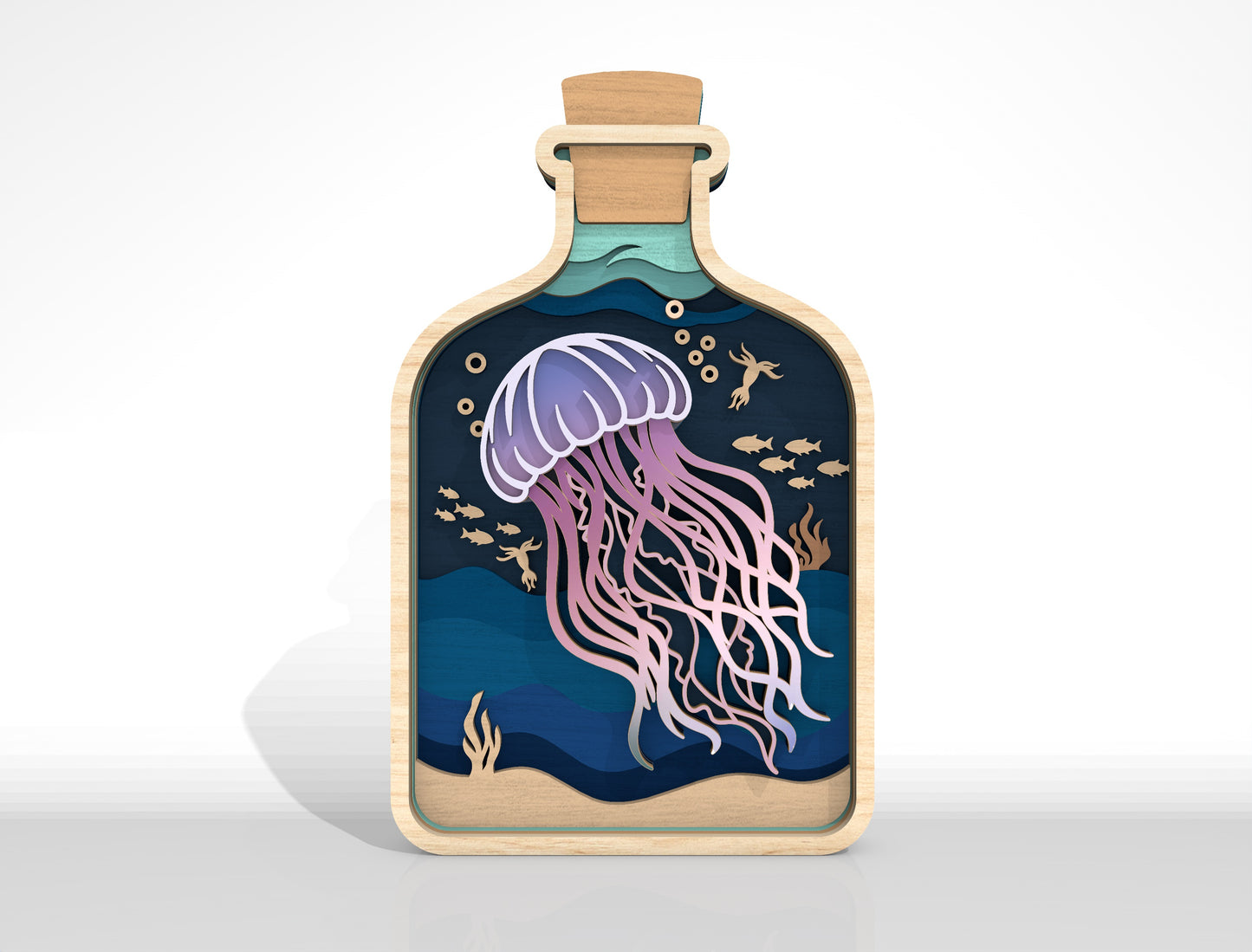 Ocean Bottle Multilayer Tabletop Sign SVG Bundle Laser Cut File for Glowforge and LightBurn