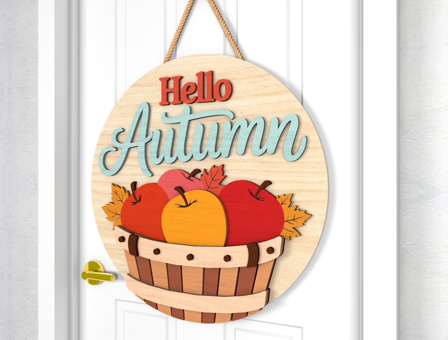 Happy Harvest Scarecrow and Hello Autumn Door Hanger SVG Set for Glowforge xTool LightBurn 2 Designs