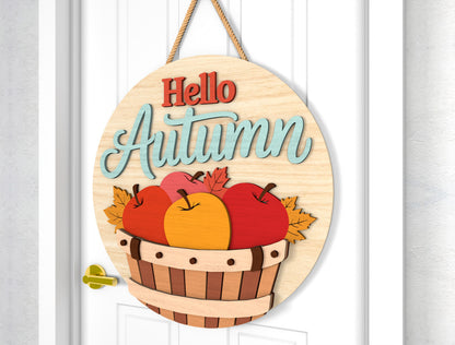 Happy Harvest Scarecrow and Hello Autumn Door Hanger SVG Set for Glowforge xTool LightBurn 2 Designs