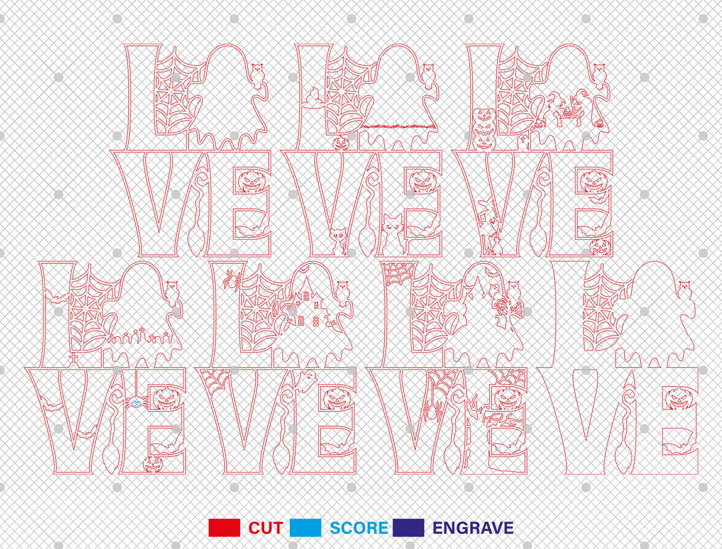 Multilayer LOVE Halloween Scene Art SVG for Glowforge xTool LightBurn