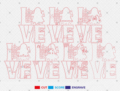 Multilayer LOVE Halloween Scene Art SVG for Glowforge xTool LightBurn