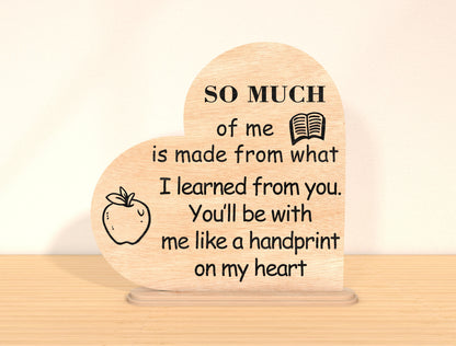 Teacher Thank You Tabletop Sign SVG for Glowforge and LightBurn