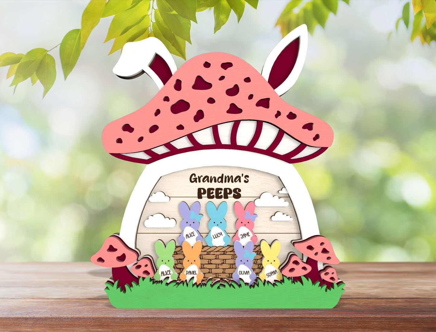 Personalized Grandma Peeps Easter Tabletop Sign SVG for Glowforge and xTool