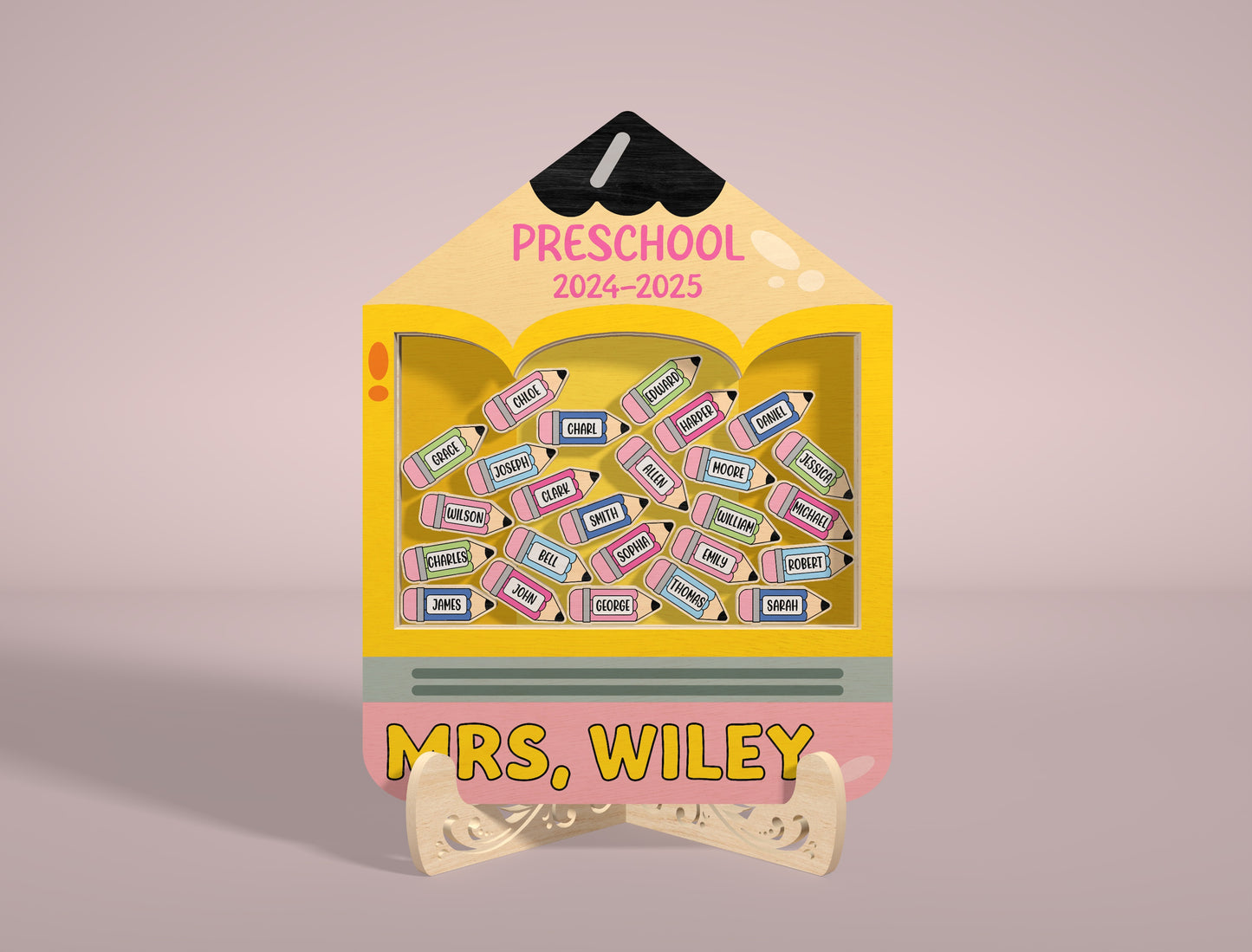 Personalized Teacher Shaker Decor SVG Laser Cut File for LightBurn and Glowforge