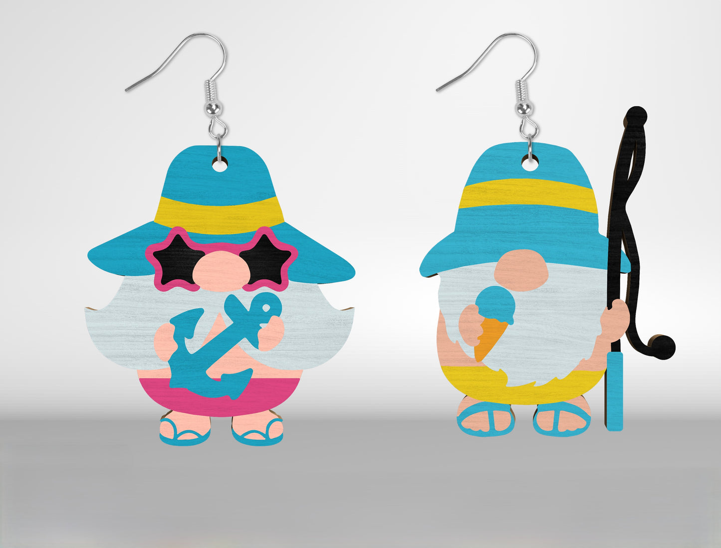 Summer Gnome Earrings SVG Bundle Laser Cut File for Glowforge and xTool