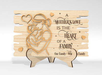 Mom and Baby Line Art Standing Decor SVG Bundle for LightBurn and xTool