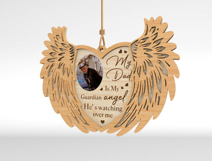 Memorial Angel Wings Ornament SVG In Loving Memory Photo Laser Cut File for LightBurn