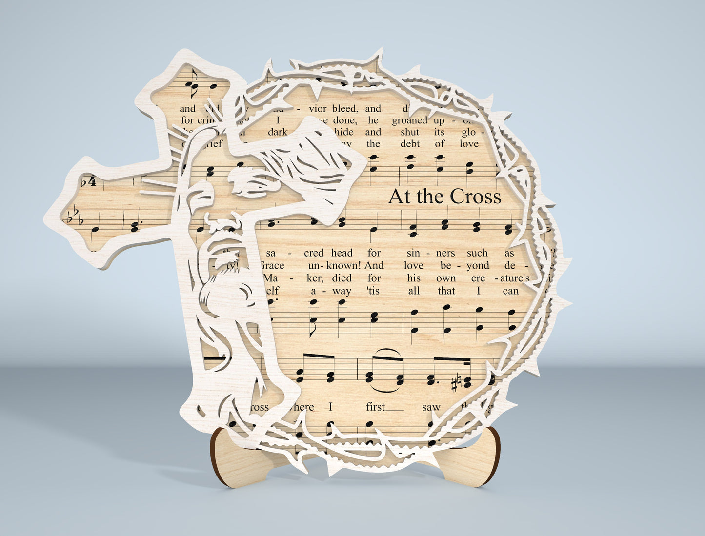 Easter Day Christian Tabletop Decor Laser Cut File | Religious Layered Wood Sign | Ready to Cut | Glowforge, xTool, LightBurn, etc.