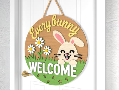 Easter Door Hanger SVG Bunny Carrot Patch Round Sign for Glowforge and xTool