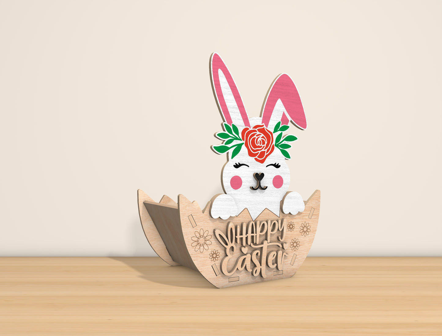 Easter Bunny Basket SVG Bundle Cute Floral 8 Designs for Glowforge and xTool