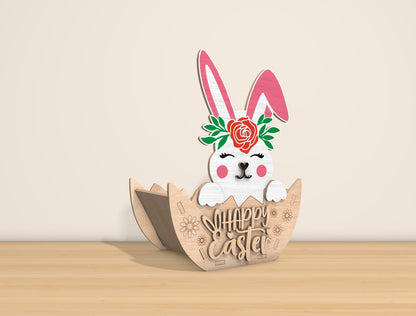 Easter Bunny Basket SVG Bundle Cute Floral 8 Designs for Glowforge and xTool