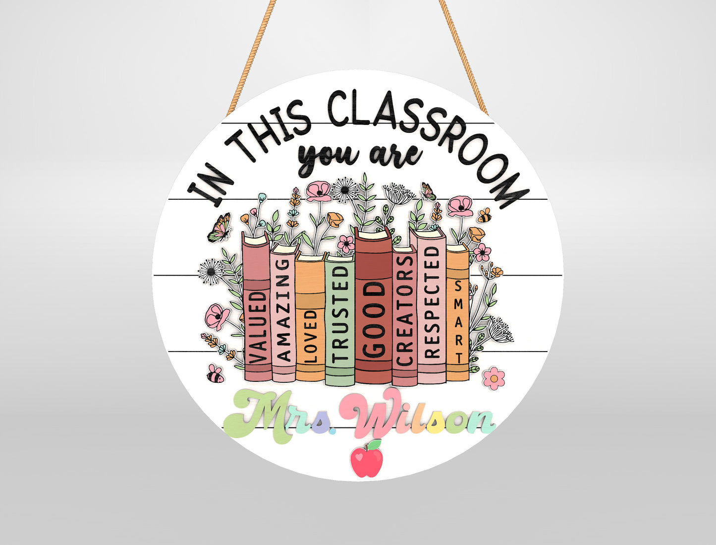 Personalized Book Classroom Door Sign Laser Cut File SVG for xTool and Glowforge