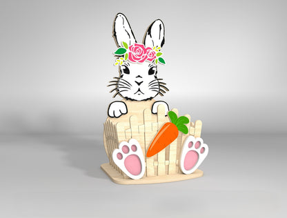 Easter Bunny Basket SVG Bundle 3D Candy Holder Wooden for LightBurn and xTool
