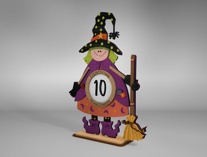 Halloween Witch Countdown Calendar SVG Standing Shelf Sitter for xTool Glowforge LightBurn
