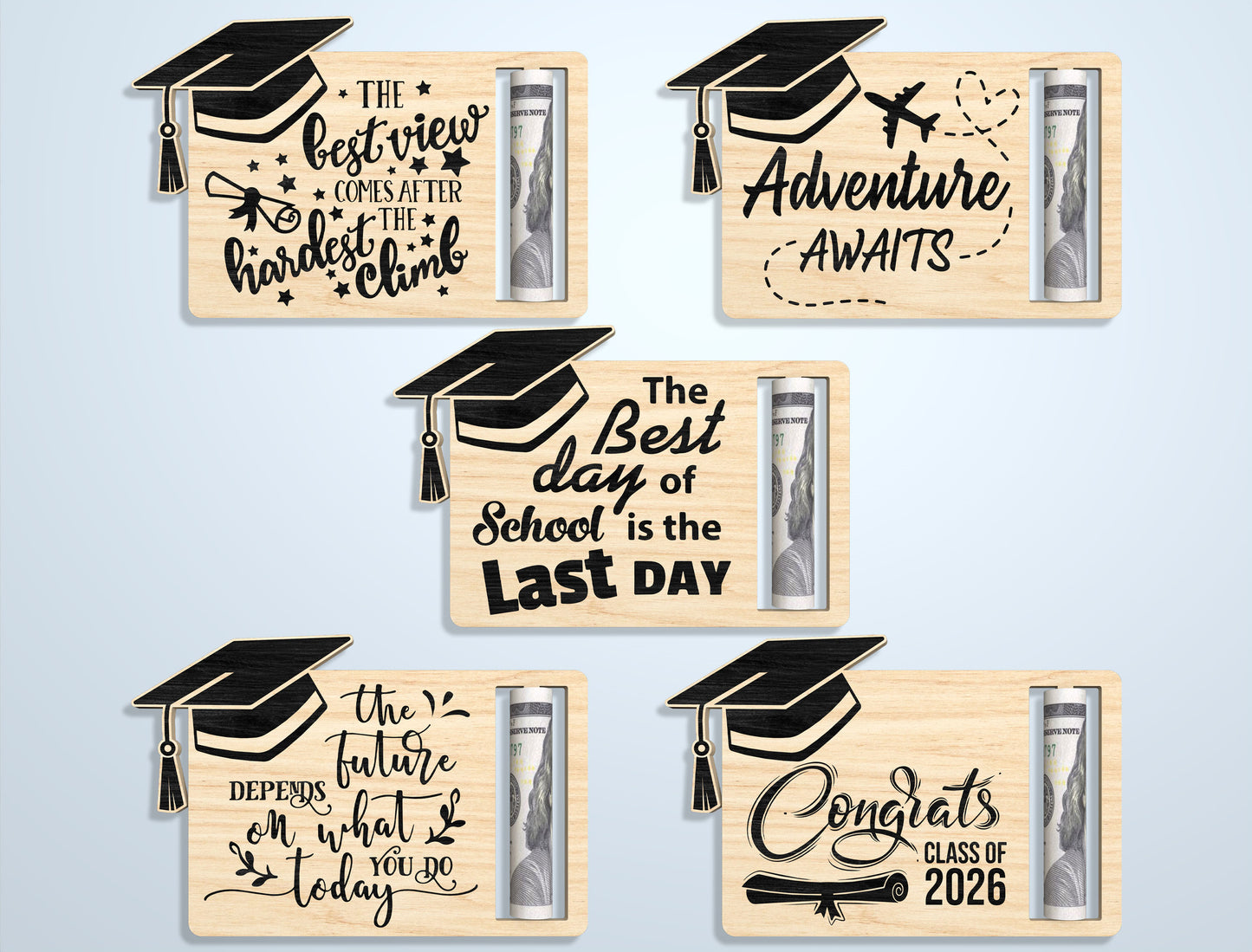 Graduation Money Holder SVG Bundle Laser Cut File for LightBurn Users