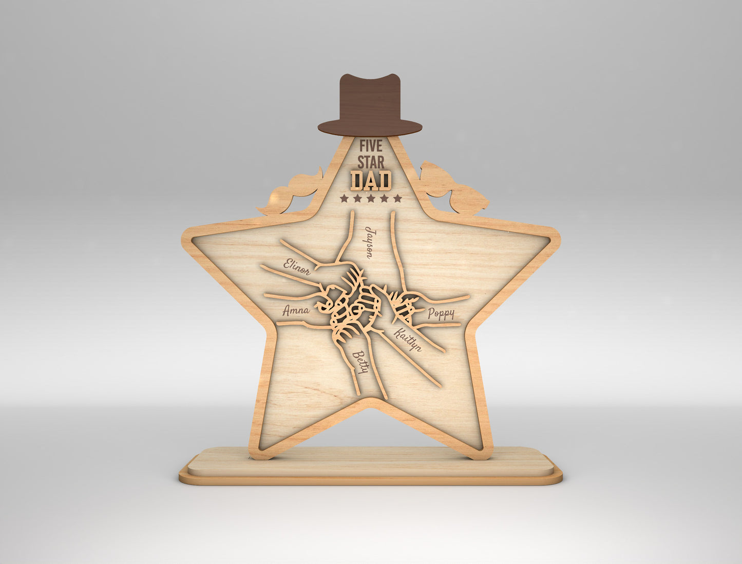 Star Dad Touching Hands Sign SVG Laser Cut File for Glowforge and xTool