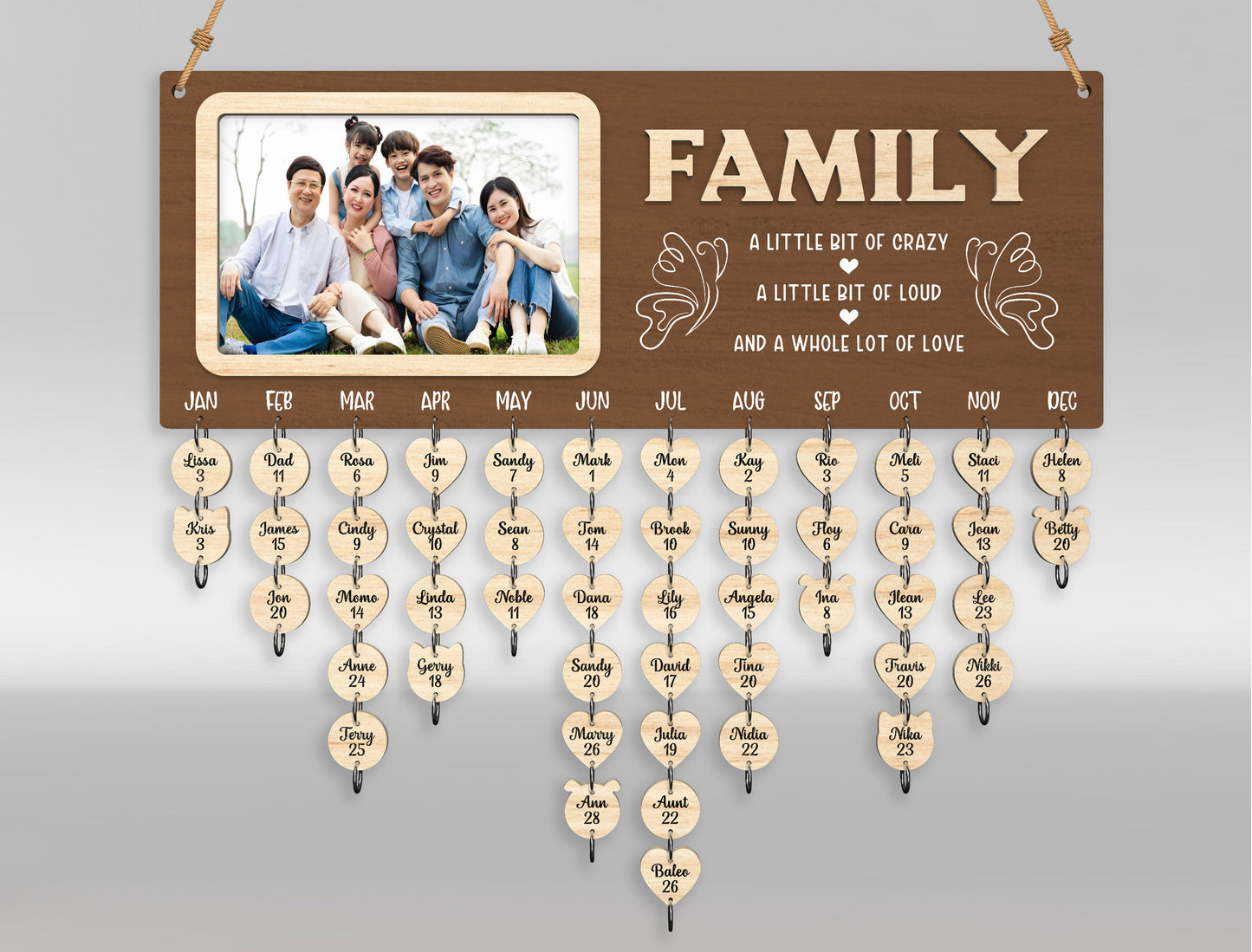 Personalized Family Name Sign SVG Hanging Heart Wall Decor Laser Cut File for LightBurn and xTool
