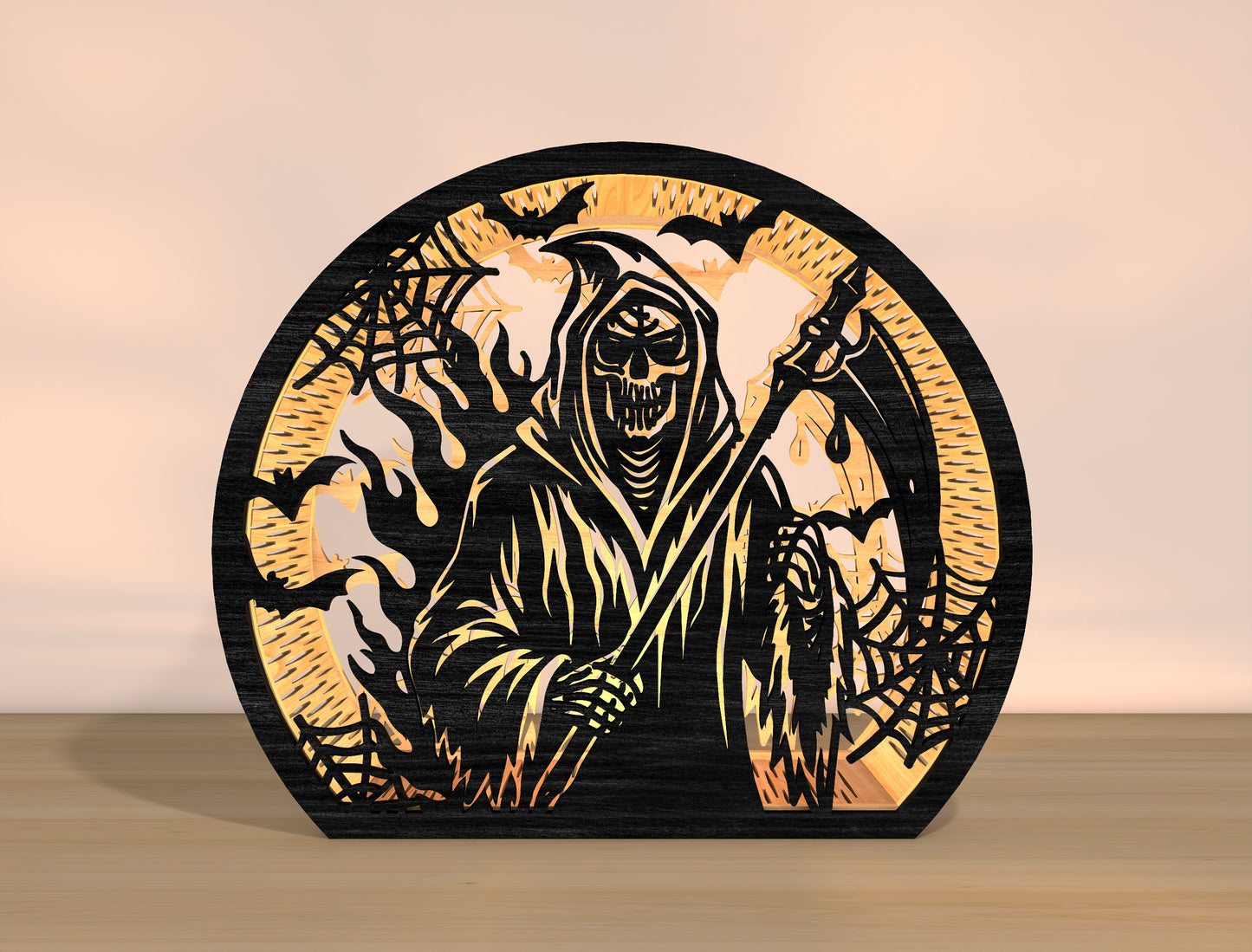 Halloween Grim Reaper Lantern SVG Bundle Laser Cut File | Spooky Skeleton Light Decor | Gothic Shadow Lantern | Glowforge, xTool, LightBurn, etc.