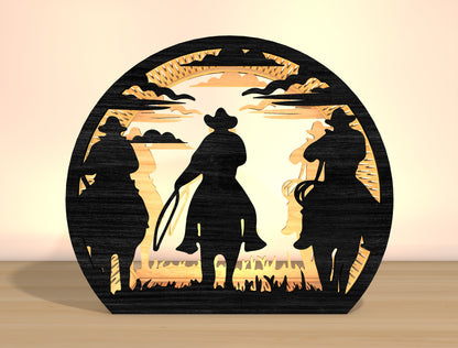 Cowboy Western Lantern SVG Bundle for Glowforge xTool Laser Cut File
