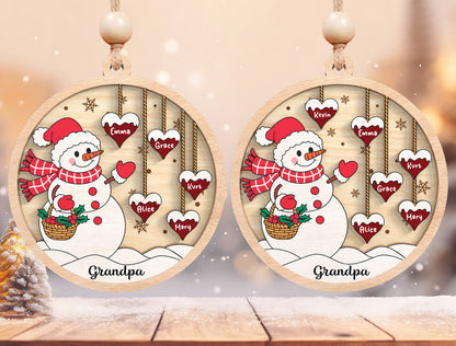 Grandpa's Heart Snowman Family Name Ornament SVG 5