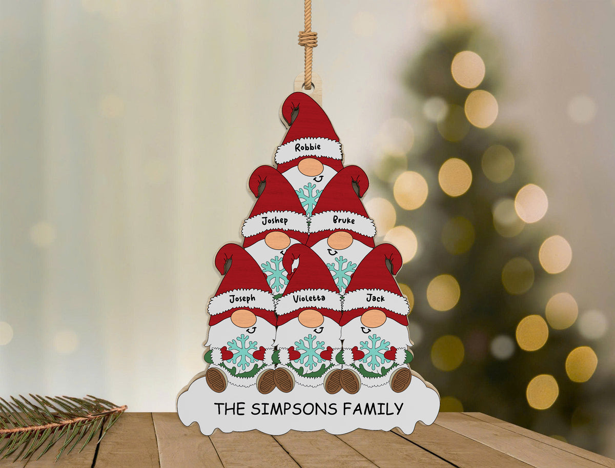 Personalized Gnome Family Christmas Tree Ornament SVG Bundle 6