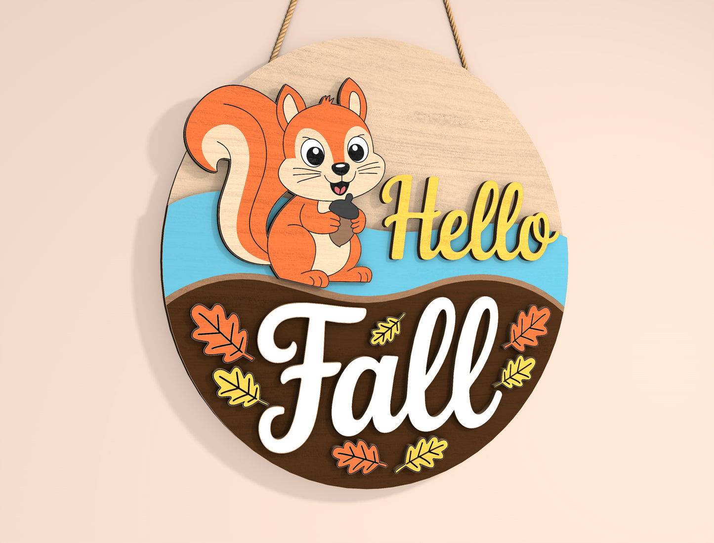 Squirrel Hello Fall SVG Set for Glowforge xTool LightBurn | 2 Designs
