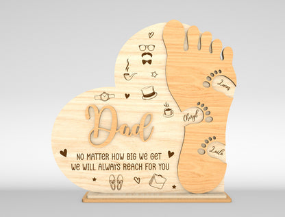 Personalized Dad Footprint Sign SVG Laser Cut File for LightBurn and xTool