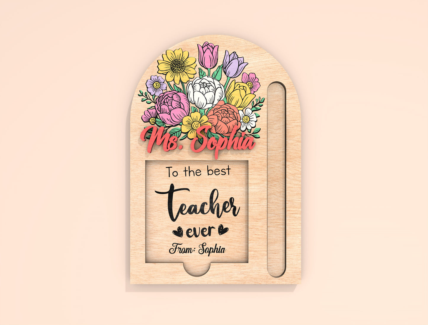 Personalized Teacher Sticky Note Holder SVG Bundle Laser Cut File for Glowforge and LightBurn