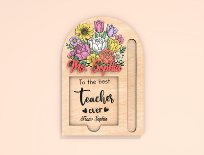 Personalized Teacher Sticky Note Holder SVG Bundle Laser Cut File for Glowforge and LightBurn