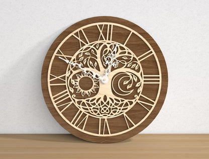 Tree of Life Wall Clock SVG Bundle for Glowforge and LightBurn