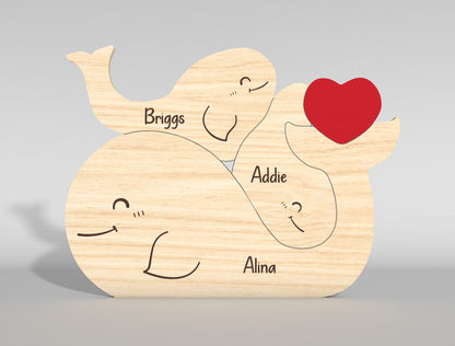 Dolphin Family Puzzle Stacking Sign SVG for Glowforge and xTool