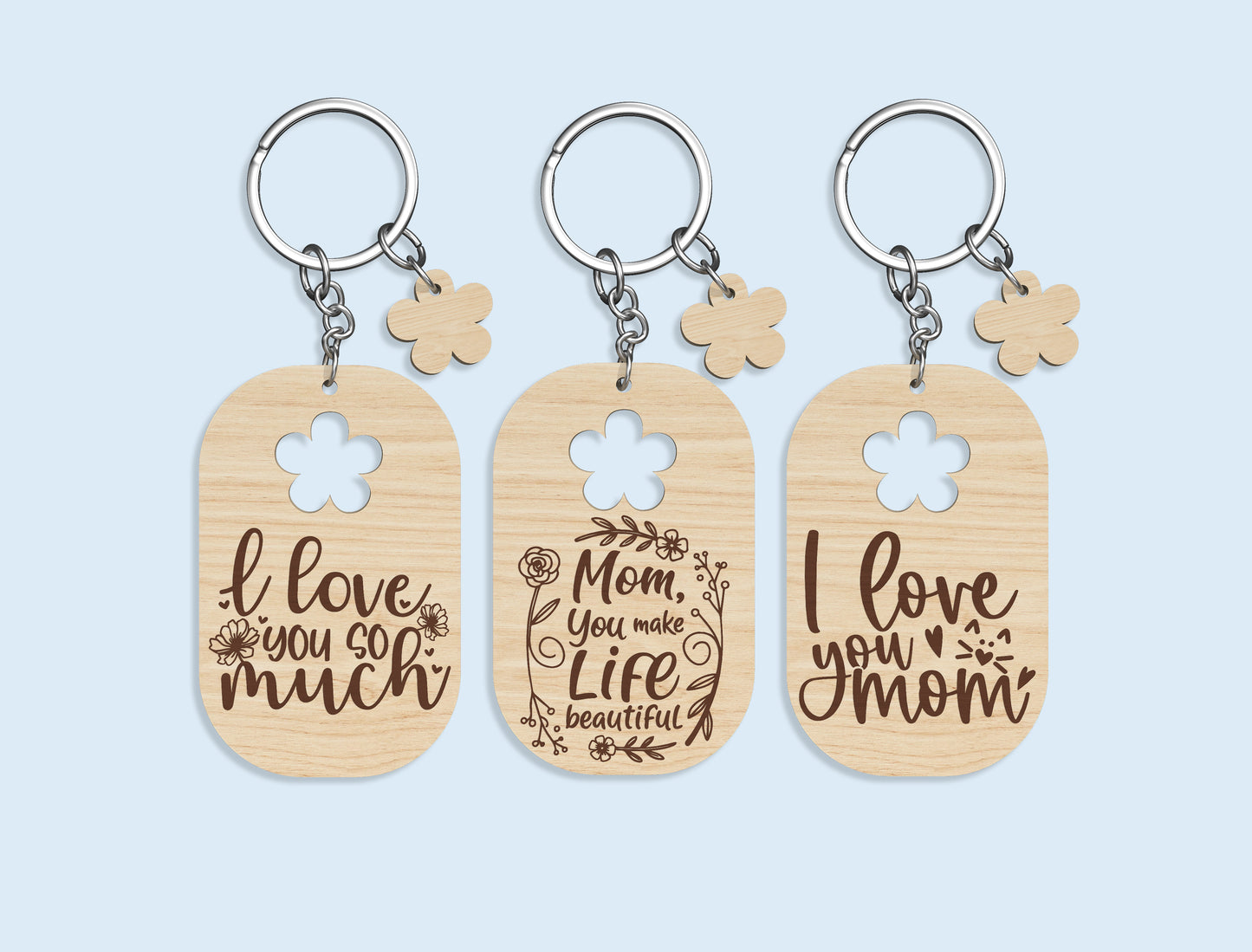 Mother's Day Mom Keychain SVG Bundle 18 Designs for LightBurn and xTool